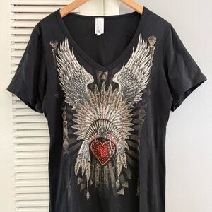 Vintage Y2K LIBERTY WEAR Wings Rider Rhinestone T-Shirt Women’s